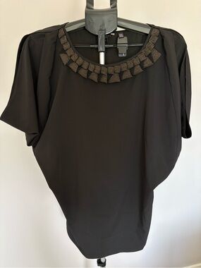Ted Baker Black Blouson Top with Beaded Trim